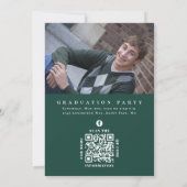 卒業式クラシックフォトダークグリーン葉ローレル 招待状 (裏面)