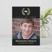 卒業式クラシックフォトブラック金ゴールド受賞者 招待状 (スタンド正面)