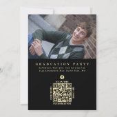 卒業式クラシックフォトブラック金ゴールド受賞者 招待状 (裏面)