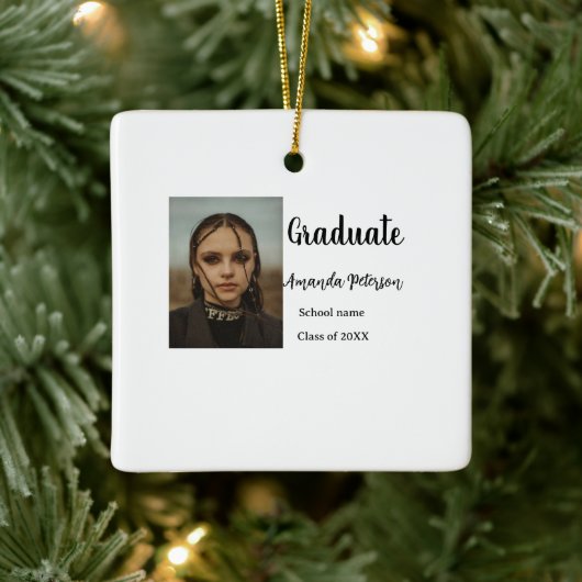 卒業式クラシック追加フォトネームclass year schooo セラミックオーナメント (ツリー)