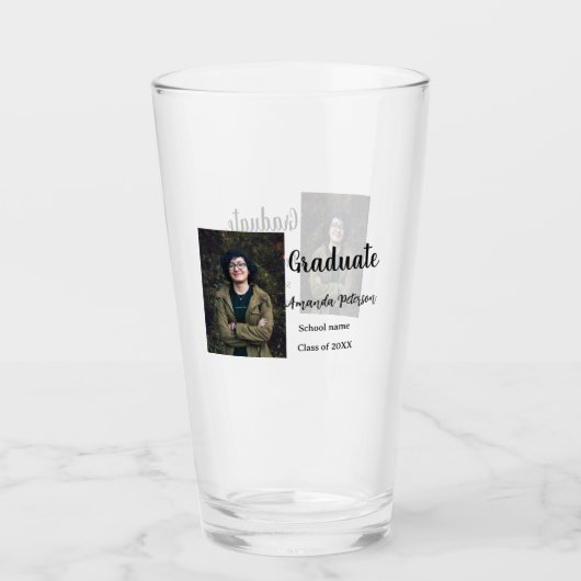 卒業式クラシック追加フォトネームclass year schooo タンブラーグラス (正面)
