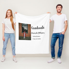 卒業式クラシック追加フォトネームclass year schooo フリースブランケット