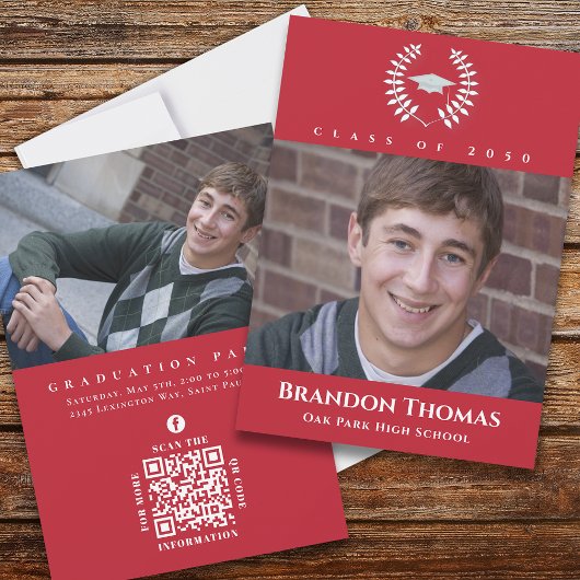 卒業式クラシック（鳥）ショウジョウコウカンチョウ赤Laureate 招待状