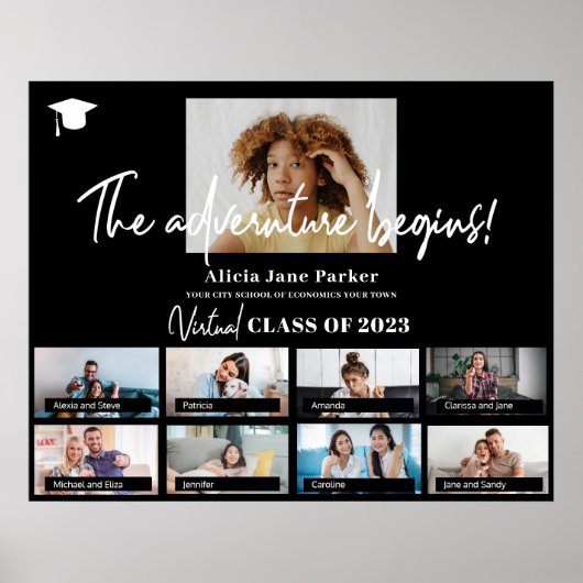 卒業式クラスの年のカスタム写真 ポスター (正面)