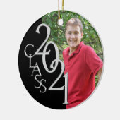 卒業式クラス2021フォトブラック(銀色) セラミックオーナメント (左)