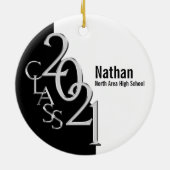 卒業式クラス2021フォトブラック(銀色) セラミックオーナメント (裏面)