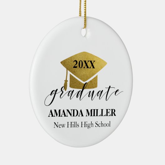 卒業式クリスマスオーナメント金ゴールドキャップ セラミックオーナメント (右)