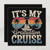 卒業式クルーズの修学旅行船レトロ 招待状 (正面/裏面)