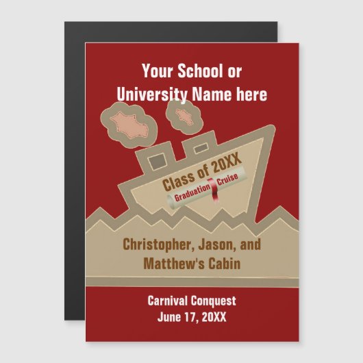 卒業式クルーズキャビンパーソナライズされたドアサインRd (正面/裏面)