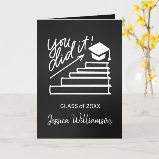 卒業式グリーティングカード。お前がやったタイポグラフィ カード (黄色い花)