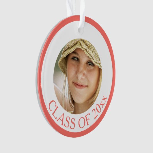 卒業式コーラルピンクシニアー写真記念 オーナメント (正面)