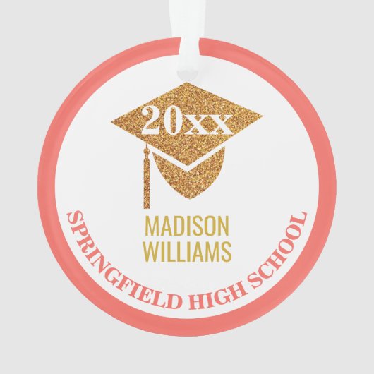 卒業式コーラルピンクシニアー写真記念 オーナメント (裏面)