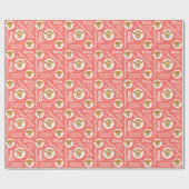 卒業式コーラルピンク金ゴールドタイポグラフィ追加の年 ラッピングペーパー (フラット)