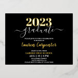 卒業式ゴールドフォイルの招待状 箔招待状ポストカード<br><div class="desc">金実在箔の卒業式パーティーへの招待</div>