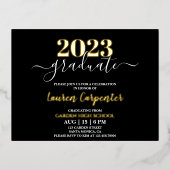 卒業式ゴールドフォイルの招待状 箔招待状ポストカード (正面)