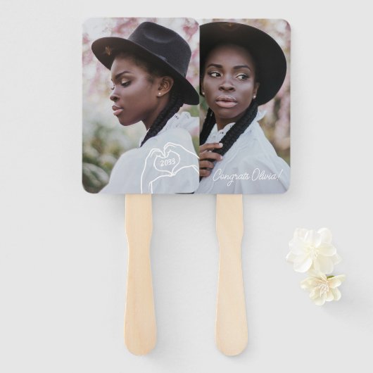 卒業式サインカスタムフォトファンセット ハンドファン (正面&裏面)