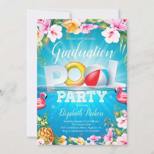 卒業式サマープールパーティー 招待状 (正面)