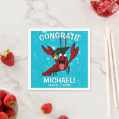 卒業式ザリガニ煮沸ロブスターかわいい魚介類 スタンダードカクテルナプキン (インサイチュ)