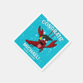 卒業式ザリガニ煮沸ロブスターかわいい魚介類 スタンダードカクテルナプキン (角)