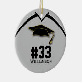 卒業式シニアサッカープレーヤーシルバーグレイ セラミックオーナメント (右)