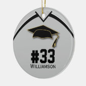 卒業式シニアサッカープレーヤーシルバーグレイ セラミックオーナメント (左)