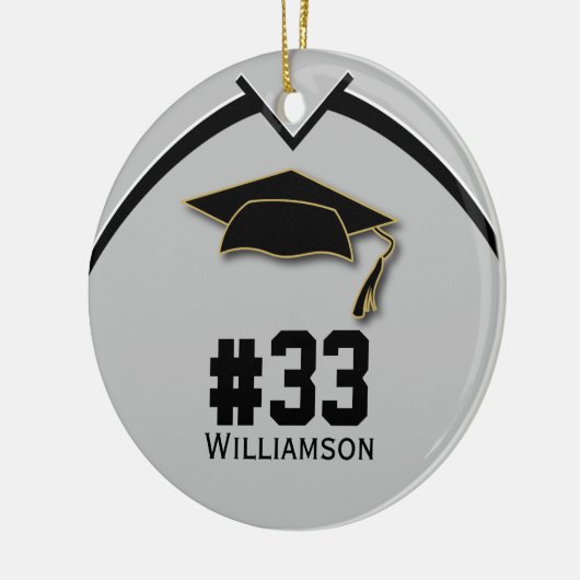 卒業式シニアサッカープレーヤーシルバーグレイ セラミックオーナメント (左)