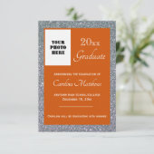 卒業式シルバースパークルオレンジ 案内状 (スタンド正面)