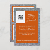 卒業式シルバースパークルオレンジ 案内状 (正面/裏面)