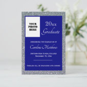 卒業式シルバースパークルネイビーブルー 案内状 (スタンド正面)