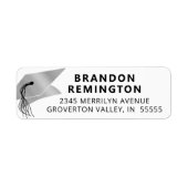 卒業式シルバーモルタルボードブラック ラベル (正面)