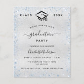 卒業式シルバーライトブルー予算の招待状 チラシ (正面)