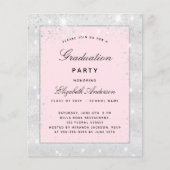 卒業式シルバー赤面グリッター予算の招待 チラシ (正面)