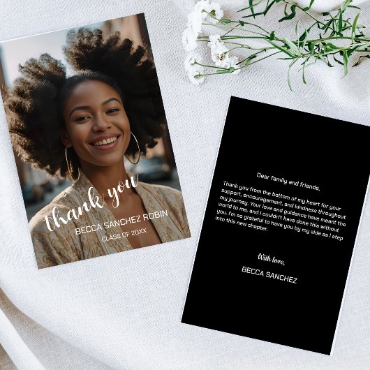 卒業式シンプルスクリプトサンキューカード サンキューカード