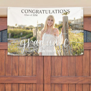 卒業式シンプルパーティのサインカスタム写真 横断幕