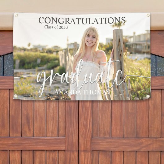 卒業式シンプルパーティのサインカスタム写真 横断幕