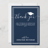 卒業式シンプルフォトネイビーブルー サンキューカード (正面)