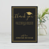 卒業式シンプルフォトブラック サンキューカード (スタンド正面)