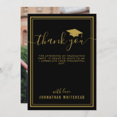 卒業式シンプルフォトブラック サンキューカード (正面/裏面)