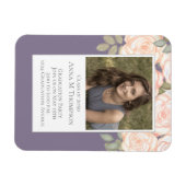 卒業式シンプルフローラバラ薄紫紫 マグネット (横)