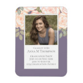 卒業式シンプルフローラバラ薄紫紫 マグネット (縦)