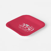 卒業式シンプルミニマモダンリストクリムゾンレッド ペーパープレート (傾斜あり)