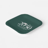 卒業式シンプルミニマモダンリストダークグリーン ペーパープレート (傾斜あり)