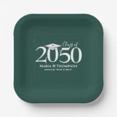 卒業式シンプルミニマモダンリストダークグリーン ペーパープレート (正面)