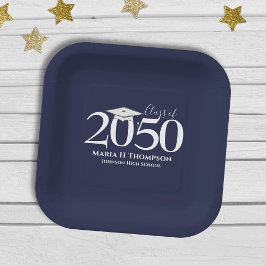 卒業式シンプルミニマモダンリストモルタルボード ペーパープレート