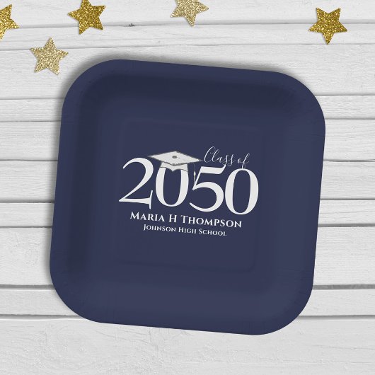 卒業式シンプルミニマモダンリストモルタルボード ペーパープレート