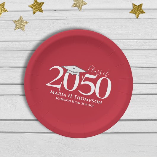 卒業式シンプルミニマモダンリストモルタルボード ペーパープレート