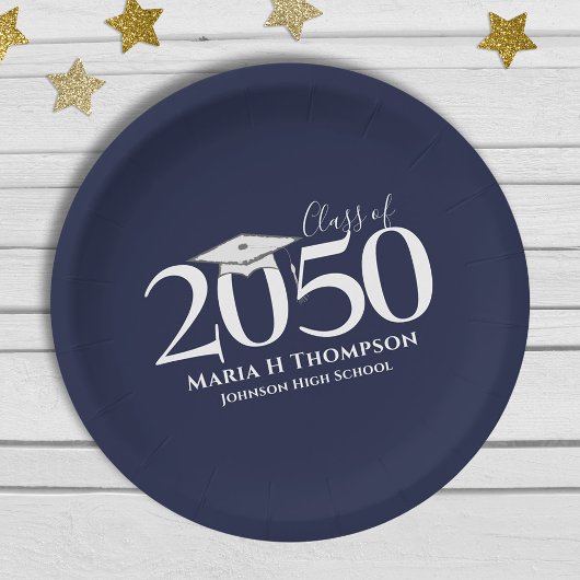 卒業式シンプルミニマモダンリストモルタルボード ペーパープレート