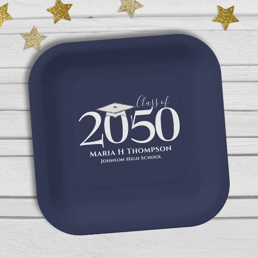 卒業式シンプルミニマモダンリストモルタルボード ペーパープレート