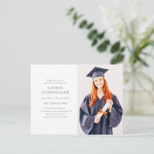 卒業式シンプルミニマモダンリスト写真 ポストカード (スタンド正面)