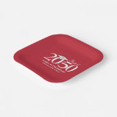 卒業式シンプルミニマリスト赤いモルタルボード年 ペーパープレート (傾斜あり)